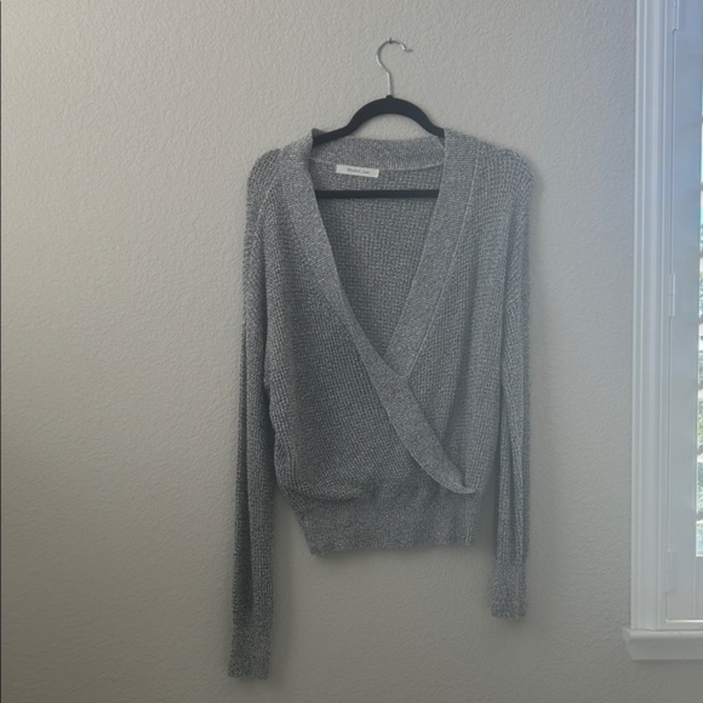 Mustard Seed Silver V-Neck Sweater